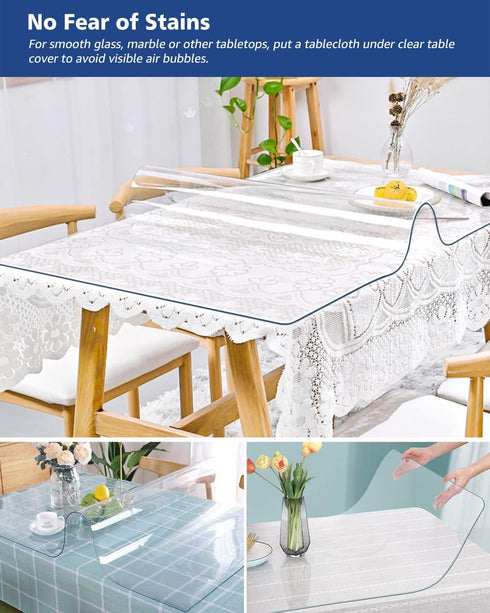 24X36 Inch 1.5mm Crystal Clear Office Desk Cover Pad Blotter Thick Vinyl Tablecloth Heat Resistant Waterproof Plastic