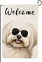 Welcome Maltese with Sunglasses Garden Flag 12x18 Inch, Small Vertical Double Sided Decorative House Yard Decor