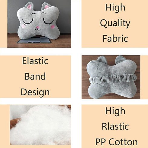 Sexysamba Car Headrest Pillow - Cartoon Neck Pillow for Car, Soft Cushion for Driving, 2Pcs (Grey Cat)