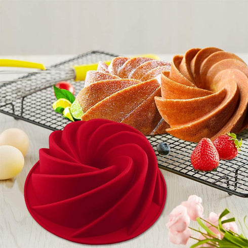 IELEK Silicone Fulted Pan Cake Nonstick Molds - Tube for Baking Cake, Jello, Gelatin, Bread