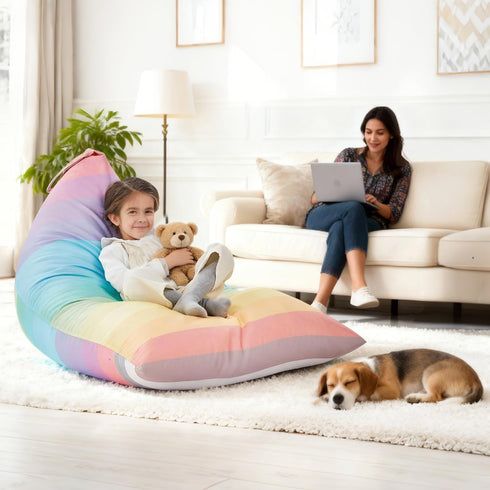 250L Nobildonna Stuffed Animal Storage Bean Bag Chair Cover for Kids Teens (No Filler) Washable Large Beanbag Cover