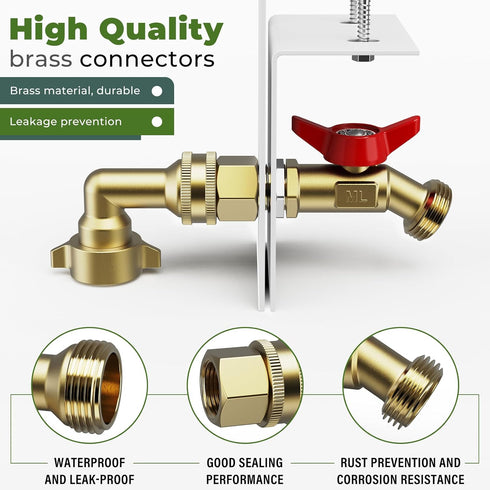 Water Spigot Kit,Hose bib Extender,Indoor-to-Outdoor Water Access, Durable Brass Connector & Screen Door Adapter, Quick