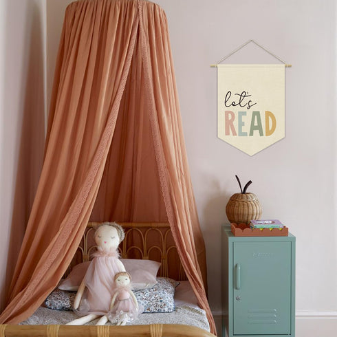 XYDEG 15x11in Reading Corner Decor, Let's Read Sign Kids Room Wall Canvas Banner, Library Boho Classroom Bookshelf