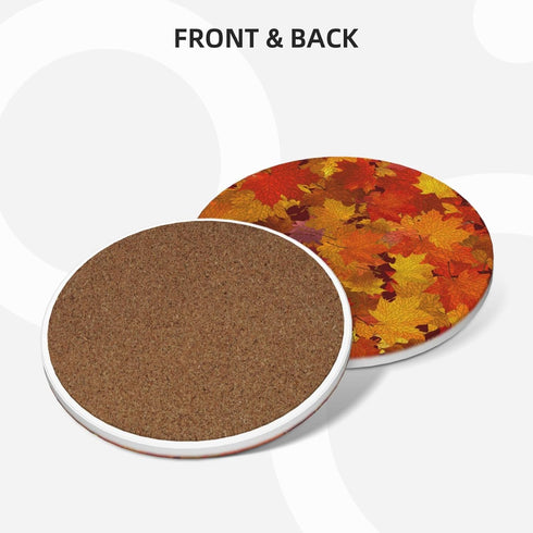 HOYYU Set 4 Fall Autumn Maple Leaves Coasters for Drinks Absorbent Ceramic Coasters of for Coffee Table Cup Bar Beer