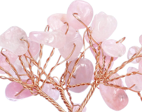 Jovivi Natural Rose Quartz Crystal Tree, Bonsai Money Tree with Raw Healing Crystals Fluorite Base for Home Office Decor