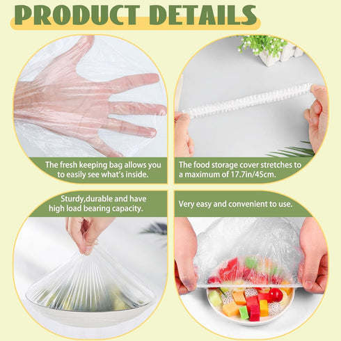 400 Pcs Plastic Food Storage Covers, Fresh Keeping Bags, Elastic Sealing Bowl Lids for Family Kitchen & Outdoor