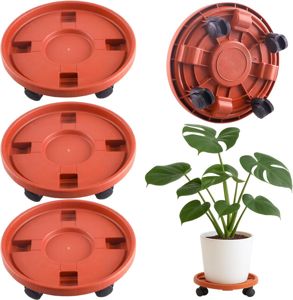 Tulpeed Rolling Plant Stand with Wheels 3 Pack 10 Inch Plant Caddy with
