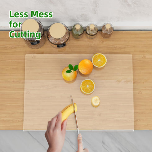 Acrylic Cutting Board with Counter Lip, 17.5"x13.5" Clear Non-Slip Cutting Board for Kitchen Countertop