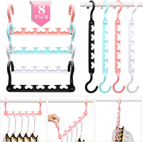 8-Pack Closet Organizers and Storage - Heavy Clothes Hangers for Home Organization, College Dorm Essentials