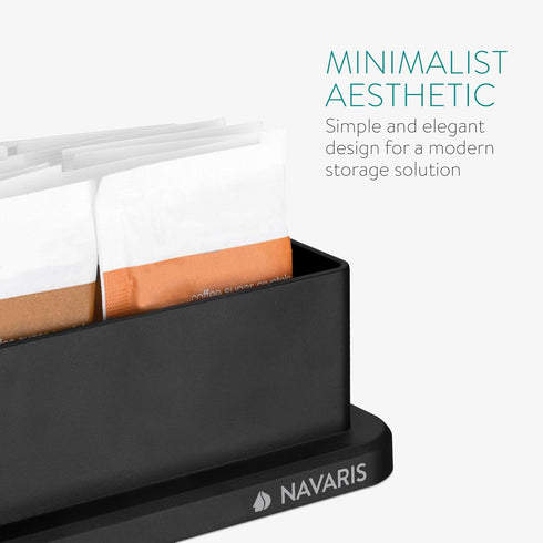 Navaris Small Coffee Station Organizer - Tea and Coffee Condiment Supplies Holder with Stacking Cup Storage