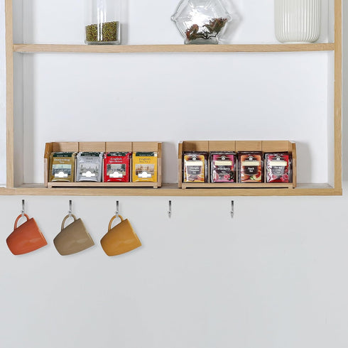 2-Layer Countertop TIOPGHAD Stackable Bamboo Tea Bag Organizer Storage Holder & Rack - Wooden Tea Box Containers