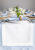 Solino Home Linen White Table Runner - 72 Inches Long, 100% Pure Linen Hemstitch 14 x 72 Inch for Dining