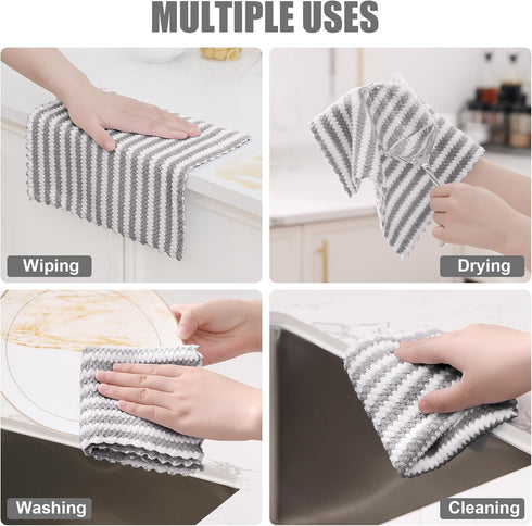 18 Pack No-lint,10 10 inches, Homaxy Kitchen Dish Cloths, Ultra Soft and Absorbent Dish Towels, Reusable Fast Drying