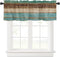 Rustic Farmhouse Valances Curtains for Kitchen Windows, Retro Wood Rod Pocket Curtain Toppers, Teal Green Brown