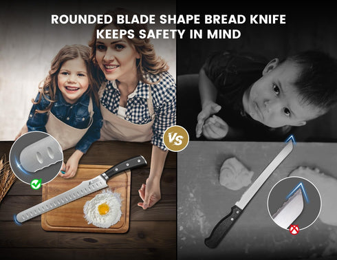 9 Inch CoquusAid Bread Knife for Homemade Bread, Multifunction Serrated Knife, Razor Sharp Slicer, High Carbon German