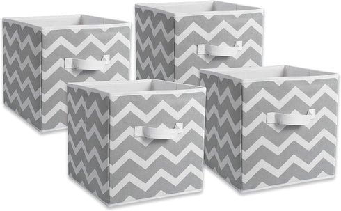 DII Non Woven Polyester Storage Bin, Chevron, Gray, Small Set of 4