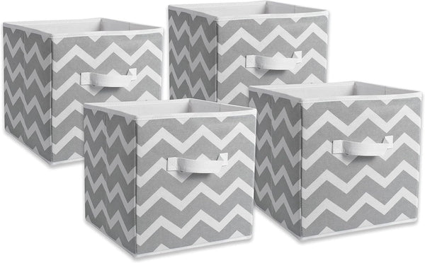 DII Non Woven Polyester Storage Bin, Chevron, Gray, Small Set of 4