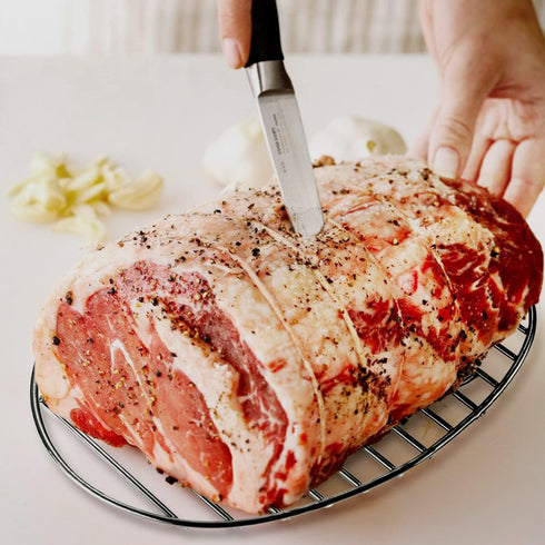 Black Roasting Rack with Integrated Feet, Enamel Finished, Nonstick, Fits 13 Inch Oval Roasting Pan, Dishwasher Safe