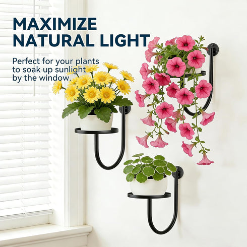XNGZY 3 Pack Wall Planters for Indoor Plants, Wall Mounted Plant Holder, Metal Plant Floating Decor Shelves, Space