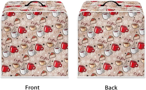 Coffee Printed Coffee Maker Cover with Top Handle, Foldable Large Appliances Cover Dustproof Washable Protective Cover Fits Kitchen Bar Home Dining Room, Large Size