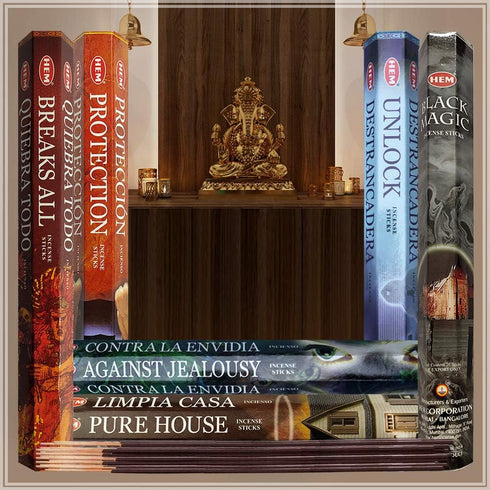 Hem Incense Sticks Variety Pack #21 - Incense Stick Holder Bundle with 6 Witchcraft Themed Fragrances
