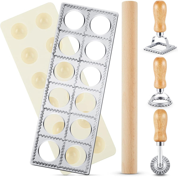 Geetery 5 Pcs Ravioli Mold Set 2 Inch Squares Ravioli Maker Cutter