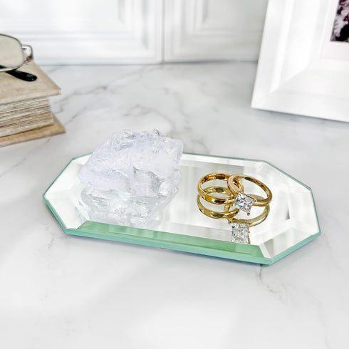 Plymor 3" x 5" Long Octagon Beveled Glass Mirror, 5mm Thick, Pack of 3