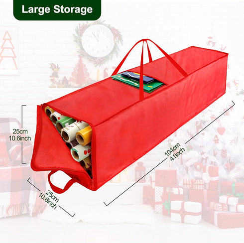 Christmas Wrapping Paper Holder, Wrapping Paper Storage Bag for Christmas Paper Rolls, Resistant 41 inch Wrapping Paper Organizer Storage Container, Stores up to 21 Standard Rolls by Demao