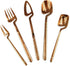 Modern Flatware Luxury Stainless Steel Utensil Set, Elegant 5pcs Cutlery for Dinnerware, Dishwasher Safe (Rose Gold)