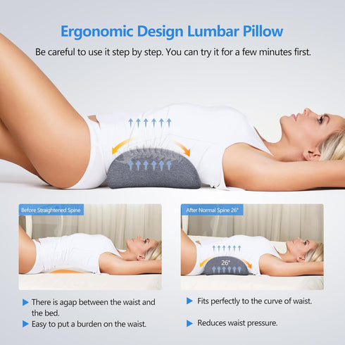 Cozyhealth Lumbar Support Pillow for Sleeping, Heated Lower Back Pillow with Graphene Heating for Lower Back Pain