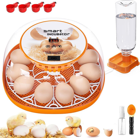 12 Egg Incubator with Automatic Egg Turning and Temperature Control, Automatic Water