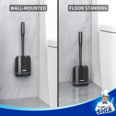 1 Pack MR.SIGA Toilet Bowl Brush and Holder, Durable and Flexible Bristles, Wall Mounted Toilet Brush for Bathroom