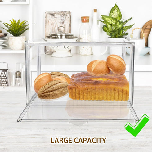RISICULIS Countertop, Large Bread Box for Kitchen Bread Storage Container, and Utensil Organizer with Bamboo Cutting
