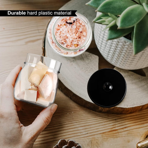 SheeChung 3 Pack Qtip Holder Bathroom Jar Set - Apothecary Mason Jar for Home Storage Organizer, Qtip Dispenser
