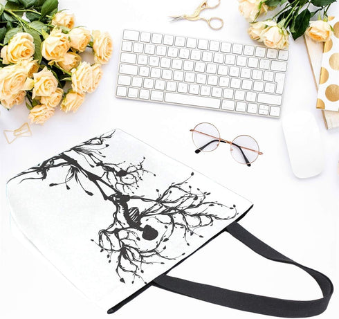 Naanle Skull Canvas Tote Bag, Large Women Casual Shoulder Handbag, Tree of Life Reusable Heavy Duty Cotton Bag