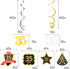 LINGTEER Happy 35th Birthday Decorations - 12 Pcs Black & Gold Foil Swirls Streamer Set for 35 Years Old