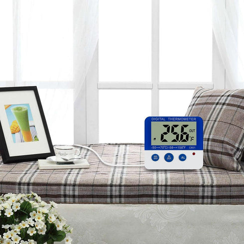 Digital Fridge Thermometer - Magnetic Mount & Stand, LED Alarm, -58°F to 158°F Range