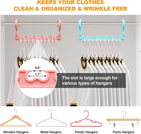 8-Pack Closet Organizers and Storage - Heavy Clothes Hangers for Home Organization, College Dorm Essentials