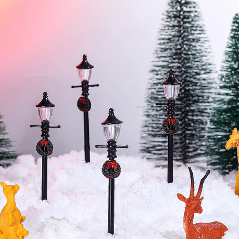 Honoson 6 Years(8 Christmas Mini Street Light Models Christmas Accessories Miniature Lamp Village Post for Dollhouse