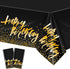 Aneco 2 Pack Happy Birthday Table Cloth Cover, Black Gold Party Tablecloth 54 x 108 Inches