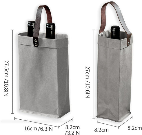 2 Pcs Wine Carrier Tote Bag Reusable Single Double Wine Bags for Wine Bottles Gifts for Birthday,Wedding,Picnic Party,Christmas
