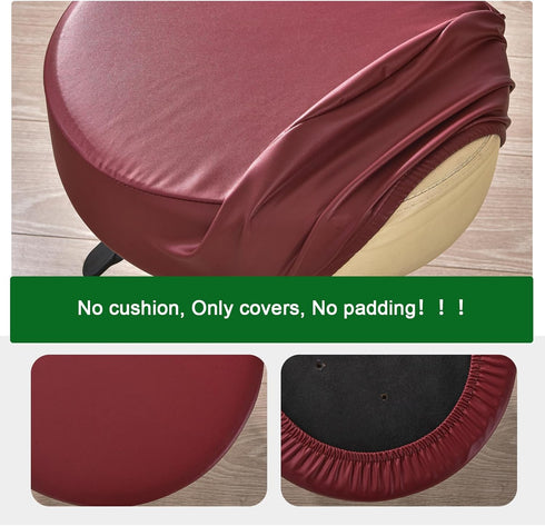 Set 4, 12-15 Inch FUANGUI Bar Stool Covers Round of Waterproof PU Bar Stool Seat Covers with Elastic Bands,Bar Stool