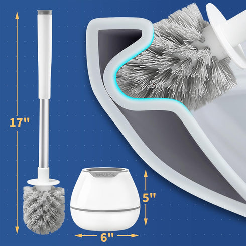 BOOMJOY Toilet Brush and Holder Set, Toilet Bowl Cleaner Brush with Tweezers for Bathroom Cleaning and Organization