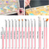 Aster 15Pcs Cake Decorating Brushes, Cake Painting Brushes Kit Food Safe Paint Brushes Fondant Sugar DIY Tools Set Cookie Decorating Supplies Candy Icing Pastry Brush for Baking(Pink) by Aster