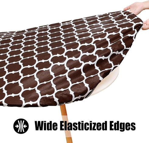 36" 44" Smiry Round Picnic Tablecloth, Waterproof Elastic Fitted Table Covers for - Tables, Wipeable Flannel Backed