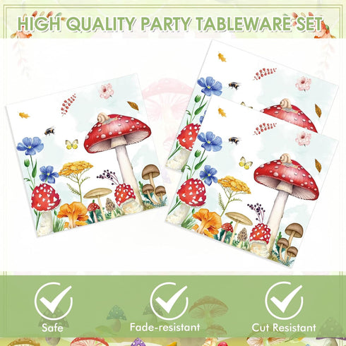 DURYGEN 40PCS Mushroom Birthday Decorations Forest Theme Fairy Birthday Party Decorations Mushroom Decorations