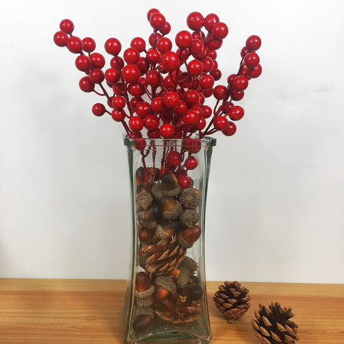 24 pcs Christmas Berries Stems Artificial Red Berry Stems for Christmas Tree Ornaments Crafts Holiday and Home Decor