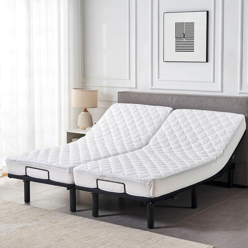 Waterproof Quilted Split King Mattress Protector Pad for Adjustable Bed, Noiseless Fitted Mattress Cover with Soft