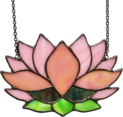 Lotus Flower Decor Stained Glass Window Hangings, Sun Catcher Gift for Mom, Kitchen Livingroom Decoration, Birthday