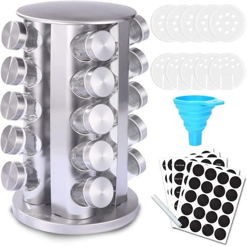 KALINCO Rotating Spice Rack Organizer, Revolving Spice Rack for Cabinet, Stainless Steel